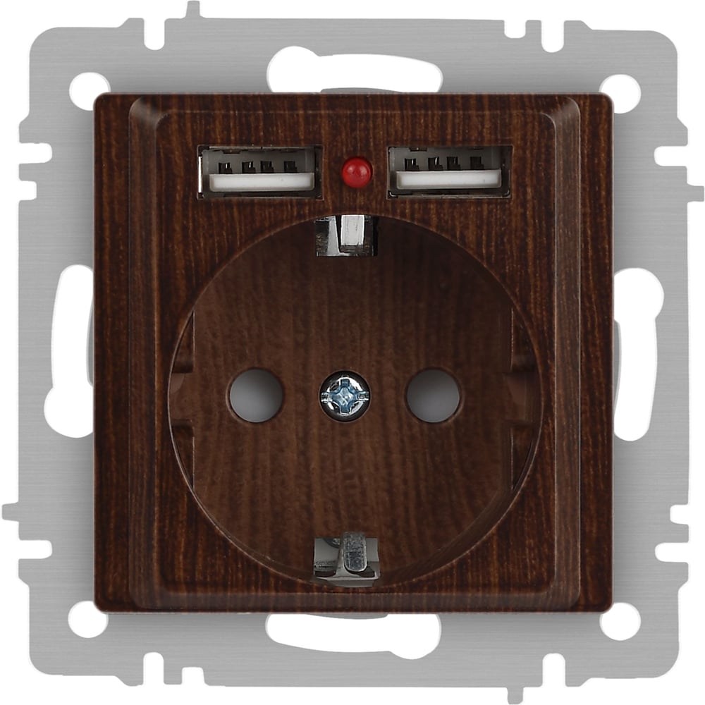 Изображение товара Розетка Intro Accent 641010 с двумя USB разъемами венге