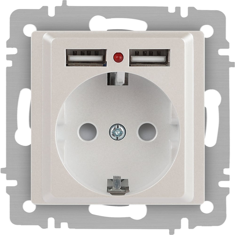 Изображение товара Розетка Intro Accent 641006 со шторками USB 16А IP20 перламутр