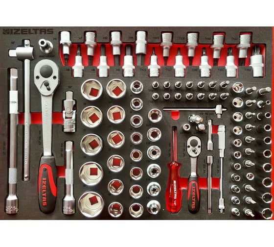 Изображение товара Набор торцевых головок IZELTAS 1/4+1/2, в ложементе 102 предмета, габариты 462x335 мм 2965905922