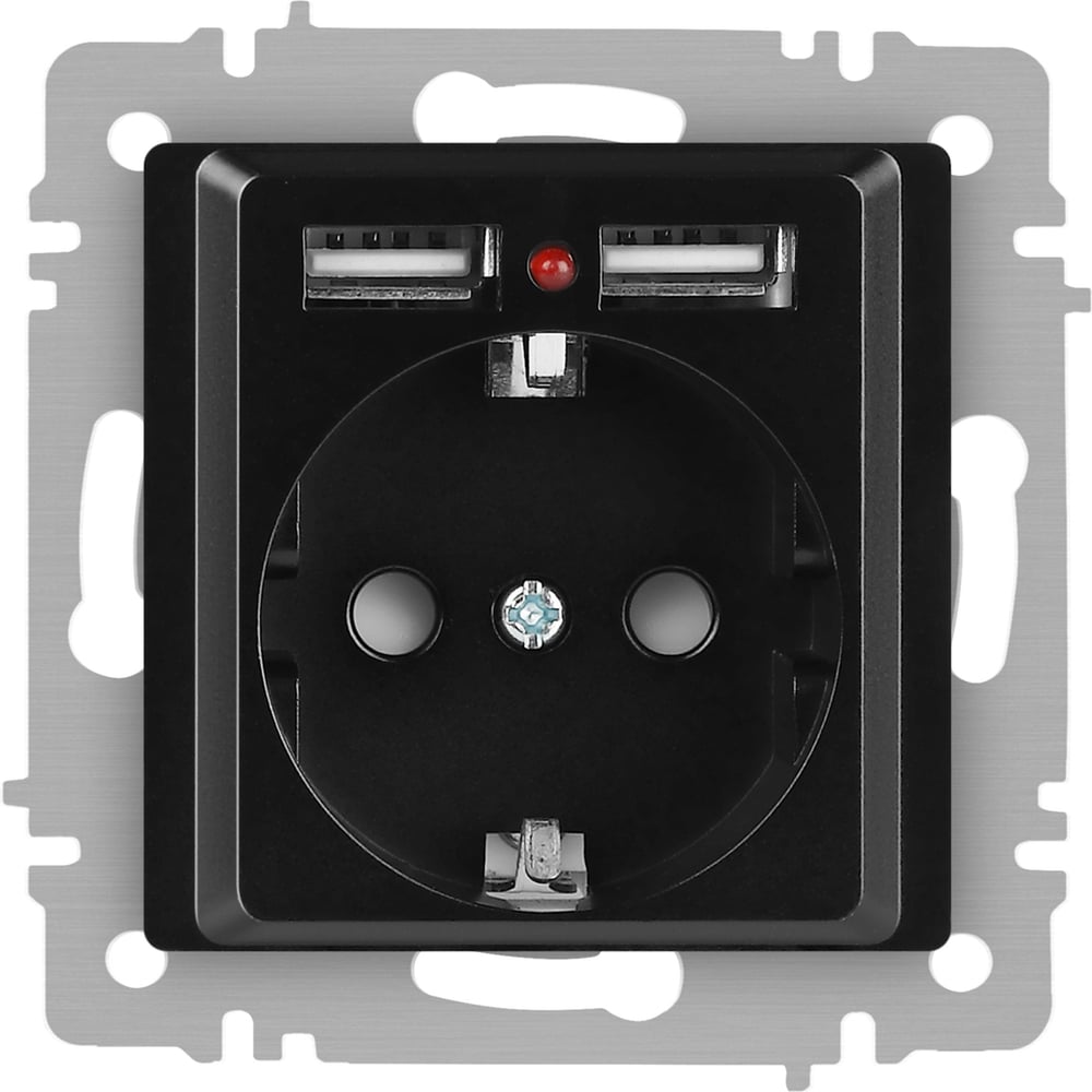 Изображение товара Розетка Intro Accent 641005 Schuko USB IP20 антрацит монтаж встраиваемая