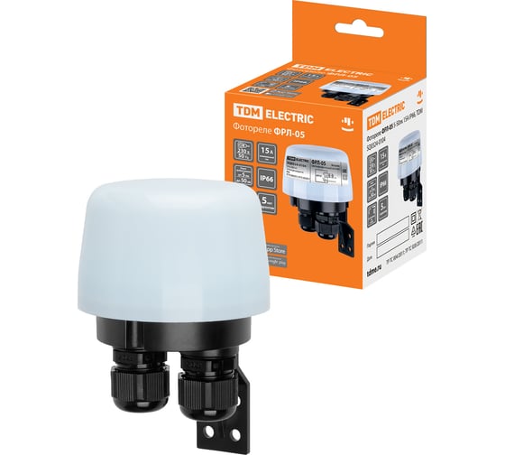 Изображение товара Фотореле TDM ELECTRIC ФРЛ-05 5-50лк, 15А, IP66 SQ0324-0104