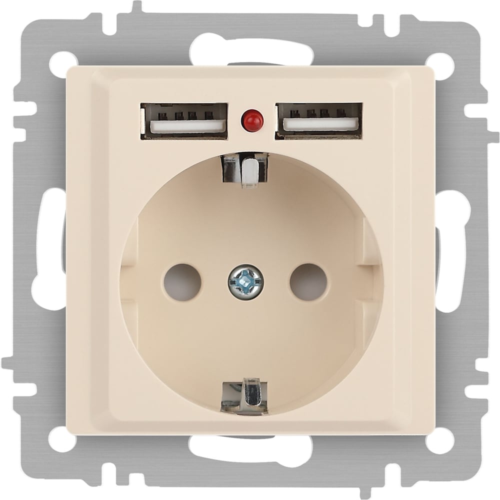 Изображение товара Розетка Intro Accent 641002 с USB и защитой IP20, слоновая кость