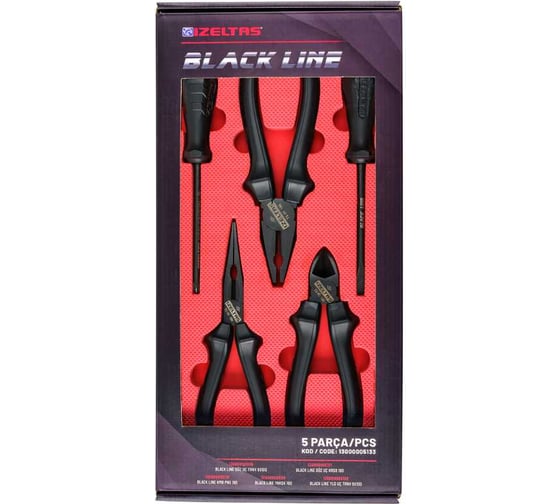 Изображение товара Набор шарнирно-губцевого инструмента с отвертками IZELTAS BLACK LINE 5 предметов 13000005133
