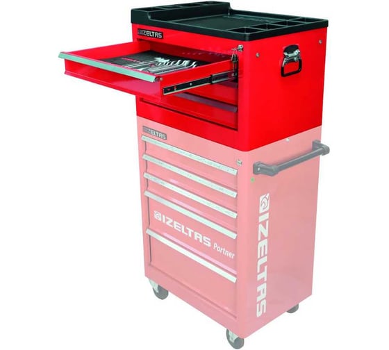 Изображение товара Ящик инструментальный металлический IZELTAS PARTNER 3 выдвижных ящика, пустой, красный, совместим с серией 13000005561