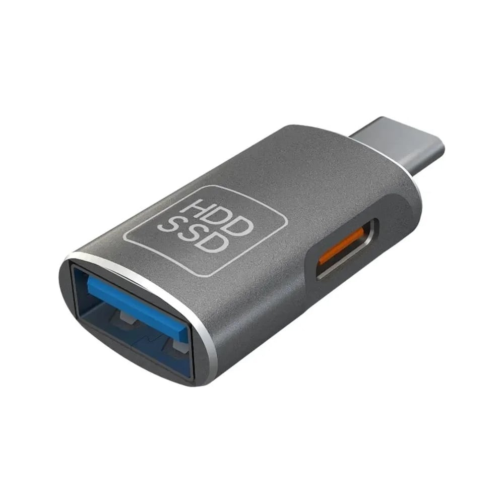 Изображение товара Адаптер PERO AD16 OTG USB-C to USB-A 3.0 серый, морозостойкий, быстрый заряд
