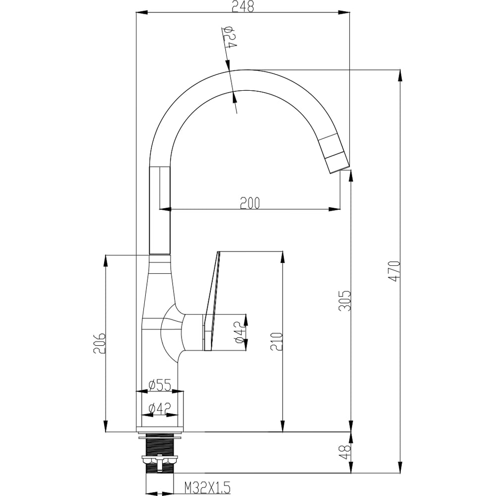Изображение товара Смеситель для кухни OLIVE'S VIAR, хромированный, однорычажный