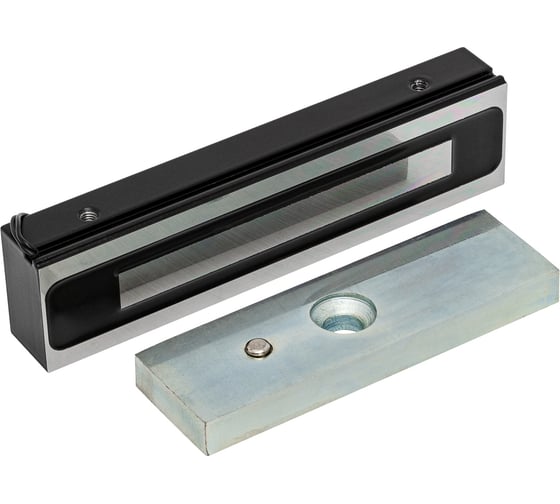 Изображение товара Электромагнитный замок ACCORDTEC ML-200K Premium Black с планкой, усилие удержания 200 кг, цвет черный RAL 9005, комплектация: с планкой AT-13143