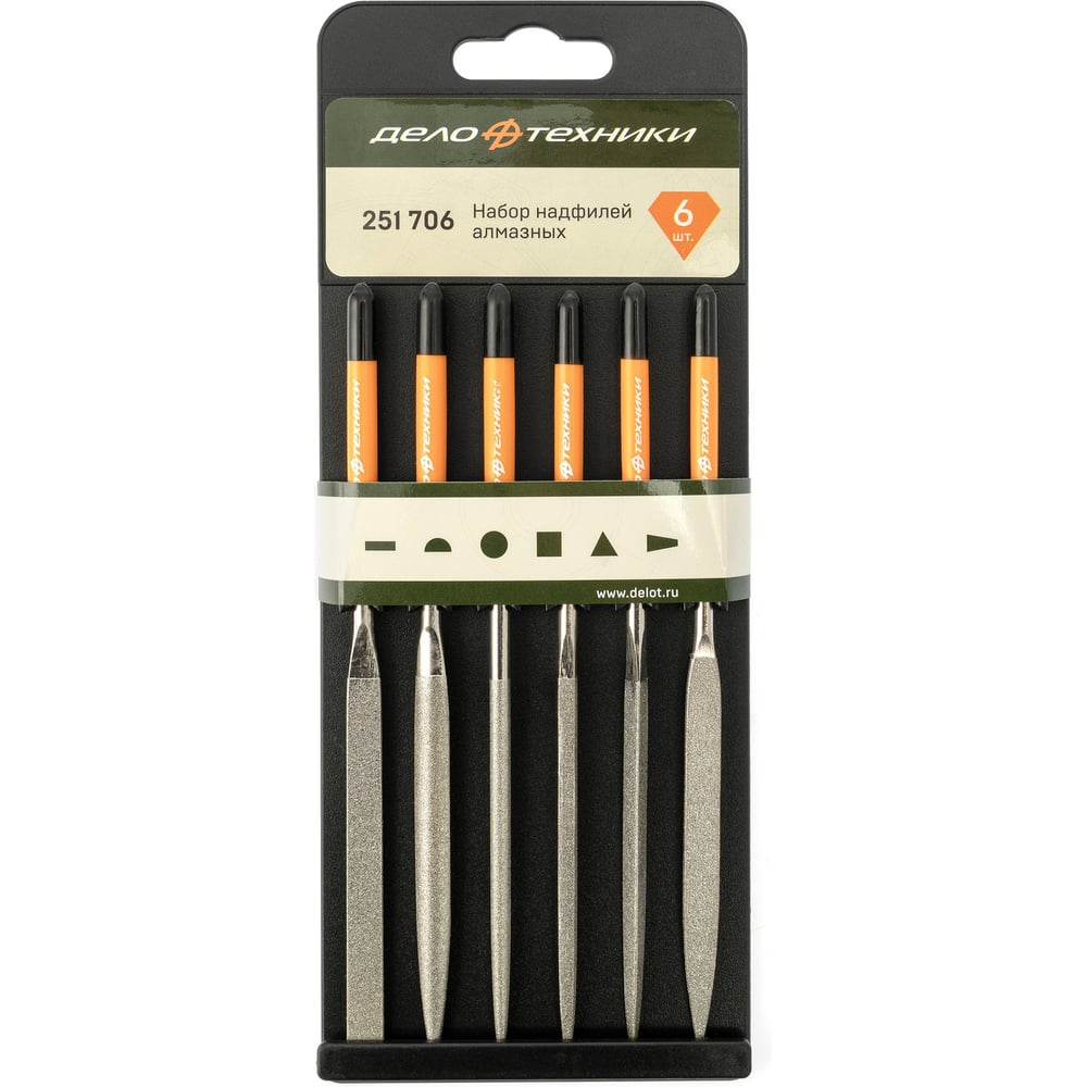 Изображение товара Набор алмазных надфилей Дело Техники 6 шт для металла профессиональный