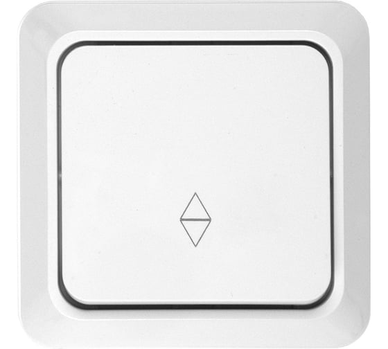 Изображение товара Выключатель (переключатель)General Lighting Systems на 2 направления, одноклавишный, открытой установки, накладной, IP20, 10А - 250В, белый серия "Альфа", упаковка 10 штук 477004
