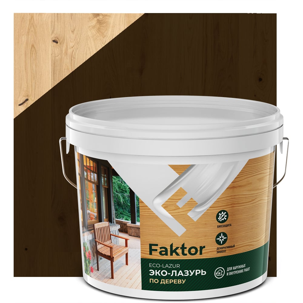 Изображение товара Эко-лазурь ЯРОСЛАВСКИЕ КРАСКИ FAKTOR для дерева тик ведро 9 л