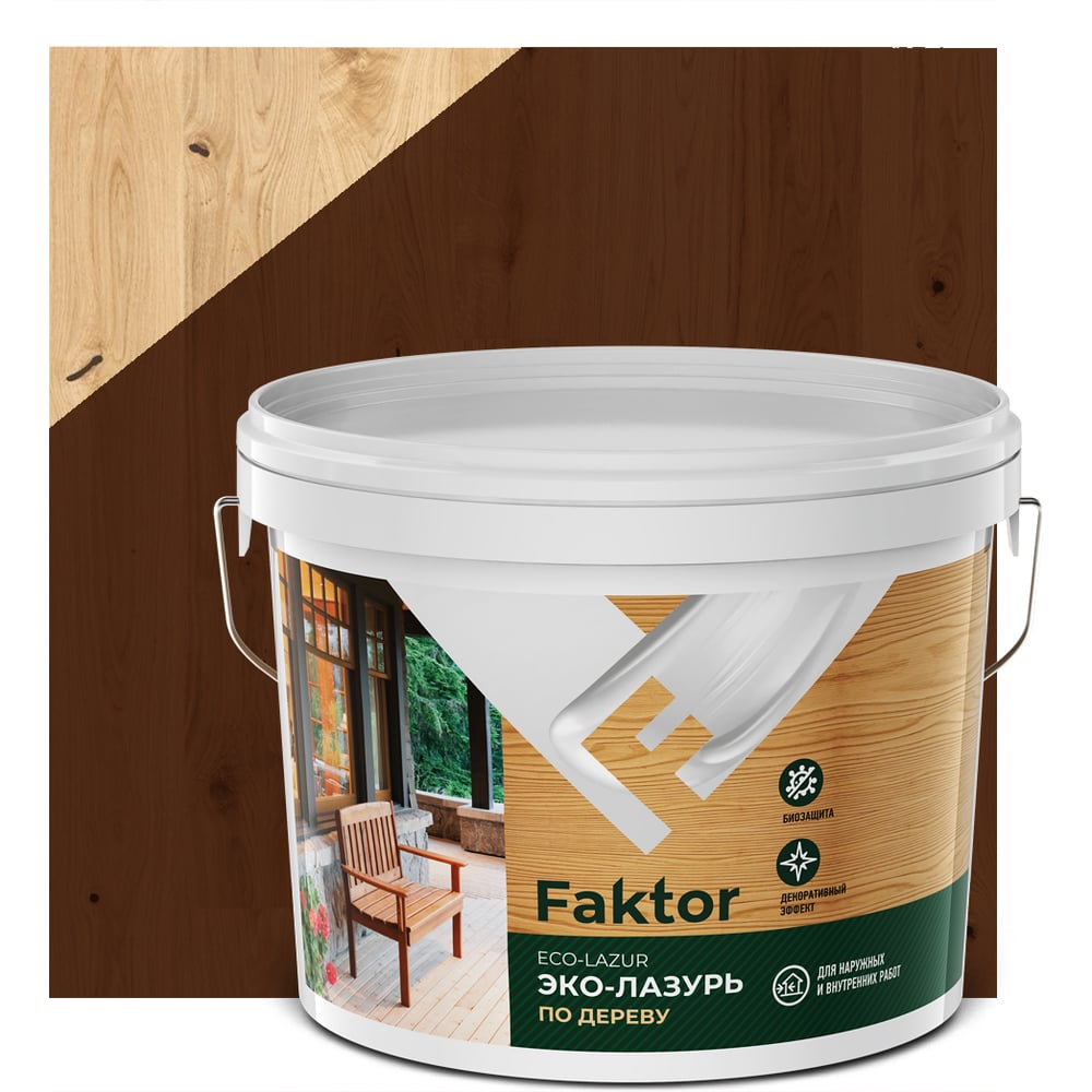 Изображение товара Эко-лазурь ЯРОСЛАВСКИЕ КРАСКИ FAKTOR для древесины махагон, ведро 9 к О06860
