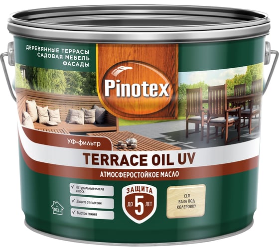 Изображение товара Масло для террасс Рinotex фасдов и садовой мебели База CLR База CLR 9 л 50035043