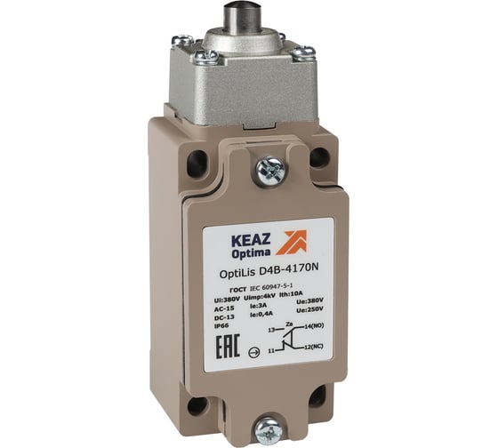 Изображение товара Выключатель концевой КЭАЗ OptiLiS D4B-4170N толкатель металлический EN 50041 XCKJ161H29 365332