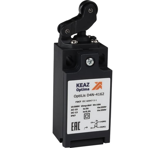 Изображение товара Выключатель концевой КЭАЗ OptiLiS D4N-4162 рычаг роликовый горизонтальное перемещение EN 50047 XCKN2121P20 365304