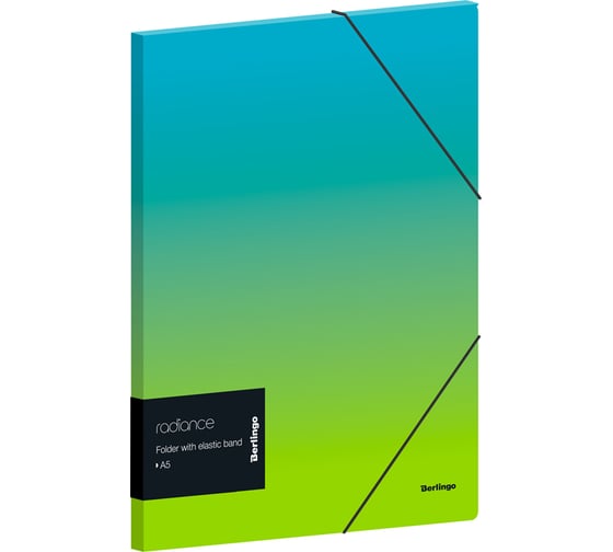 Изображение товара Папка для тетрадей BERLINGO Radiance на резинке А5+, 600 мкм, голубой/зеленый градиент FB5_A5003