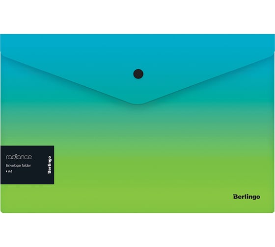 Изображение товара Папка-конверт BERLINGO Radiance на кнопке, 180 мкм, голубой/зеленый градиент, с рисунком EFb_A4003