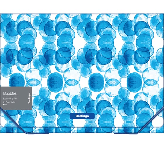 Изображение товара Папка BERLINGO Bubbles на резинке 12 отделений A4, 330x240x25 мм, 700 мкм с рисунком XF4_12601