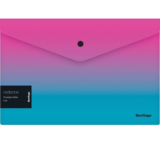 Изображение товара Папка-конверт BERLINGO Radiance на кнопке, 180 мкм, розовый/голубой градиент, с рисунком EFb_A4002
