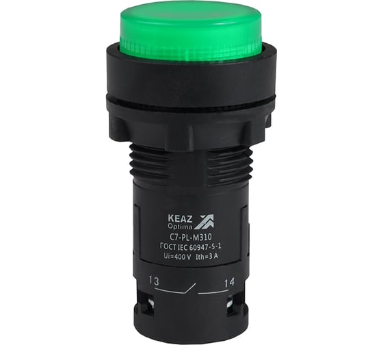 Изображение товара Кнопка КЭАЗ с подсветкой OptiSignal Compact D22 C7-PL-M310 зеленая 1НО 230 В AC XB7NW33M1 362100