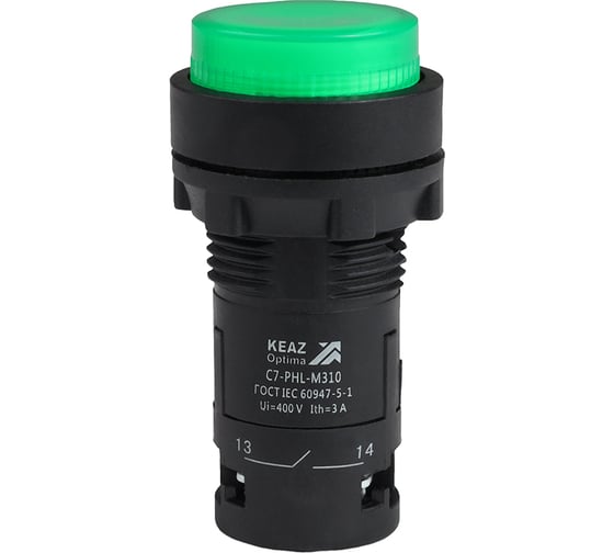 Изображение товара Кнопка КЭАЗ с фиксацией с подсветкой OptiSignal Compact D22 C7-PHL-M310 зеленая 1НО 230 В AC XB7NJ03M1 362120