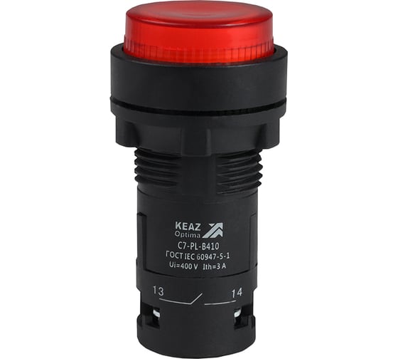Изображение товара Кнопка КЭАЗ с подсветкой OptiSignal Compact D22 C7-PL-B410 красная 1НО 24 В AC/DC XB7NW34B1 362091