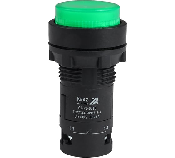 Изображение товара Кнопка КЭАЗ с подсветкой OptiSignal Compact D22 C7-PL-B310 зеленая 1НО 24 В AC/DC XB7NW33B1 362090
