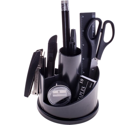 Изображение товара Настольный органайзер OfficeSpace Русские горки 12 предметов, вращающийся, черный SS156_3180/ 205595