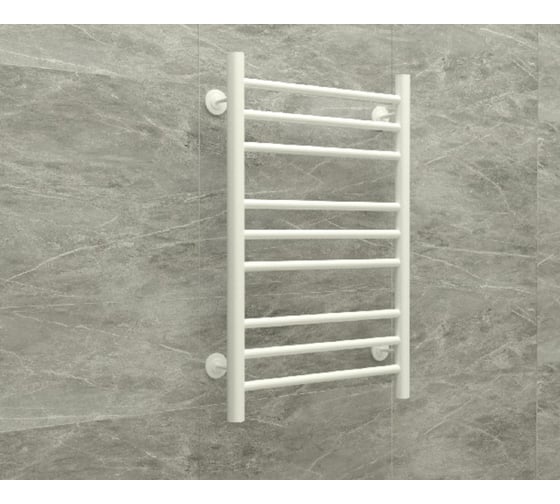 Изображение товара Полотенцесушитель стальной ТЕРМОДИЗАЙН V Steel, лесенка, W=500, H=500, 6 перекладин, 1/2в.р белый бархат TDVSt001WV