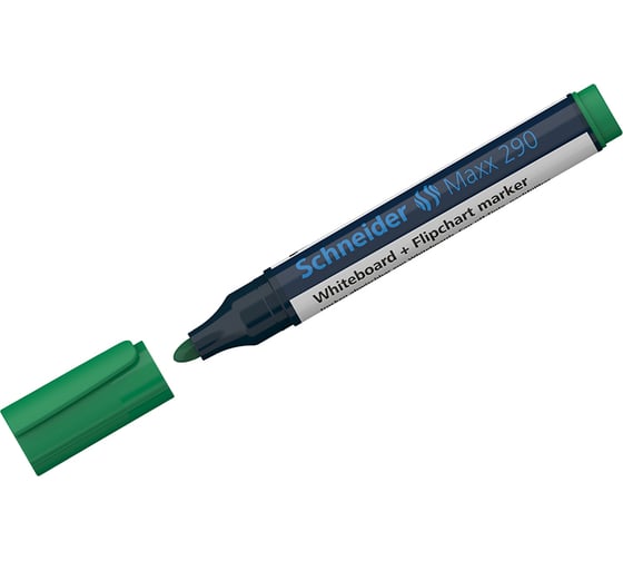 Изображение товара Маркер для белых досок и флипчартов Schneider "Maxx 290" зеленый, пулевидный, 3мм, 10 шт. 129004