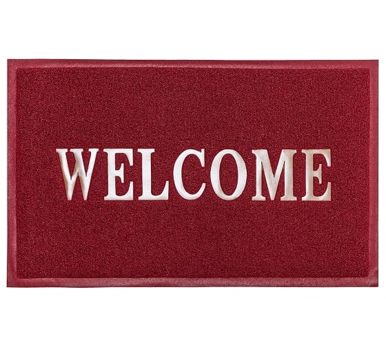 Изображение товара Придверный пористый коврик ComeForte Welcome 50х80 см бордовый WM-12