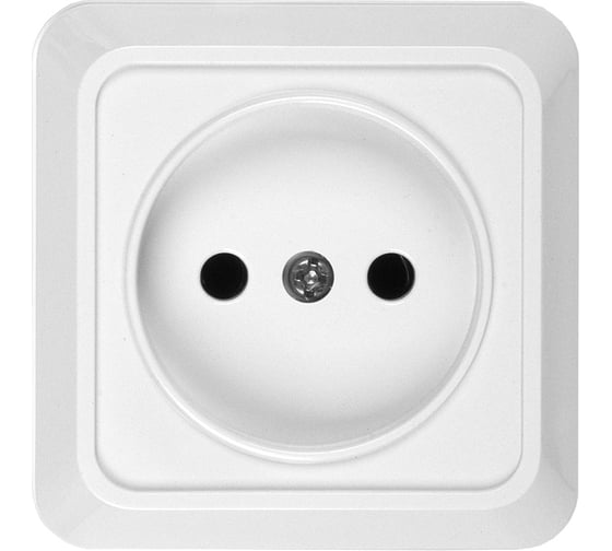 Изображение товара Розетка одноместная General Lighting Systems 2П открытой установки, накладная, IP20, 10А, 250В, керамика, белая, серия "Альфа", упаковка 10 штук 477006