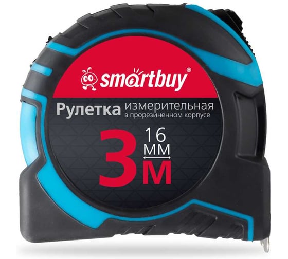 Изображение товара Рулетка измерительная Smartbuy 3мх16мм, прорезиненный корпус, противоударнаяя, усиленный зацеп Tools SBT-MTP-316P4