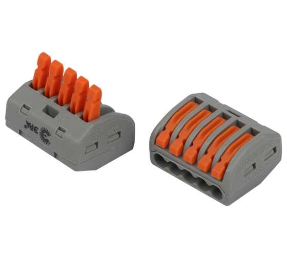 Изображение товара Клемма ЭРА NO225385 универсальная 222415 с рычагами 5-проводная 0.08-2.5/4 мм2 (упаковка 20 шт.) Б0067899