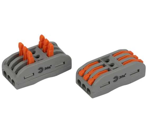 Изображение товара Клемма ЭРА NO-225395 проходная 2222413 с рычагами 3 полюса 0.08-2.5/4 мм2 (упаковка 15 шт) Б0067908