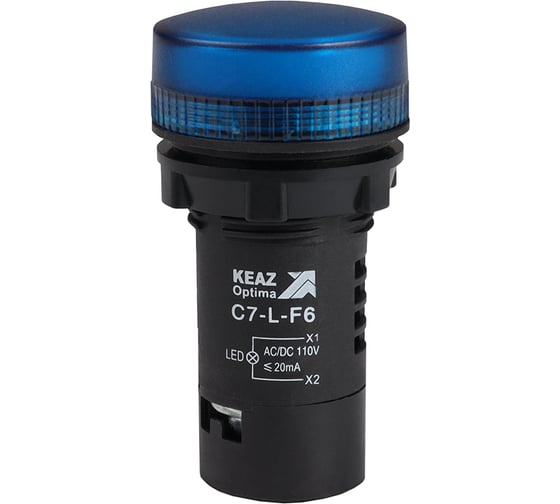 Изображение товара Лампа светодиодная синяя КЭАЗ C7-L-F6 110 В AC/DC XB7EV06GP 10шт 362157