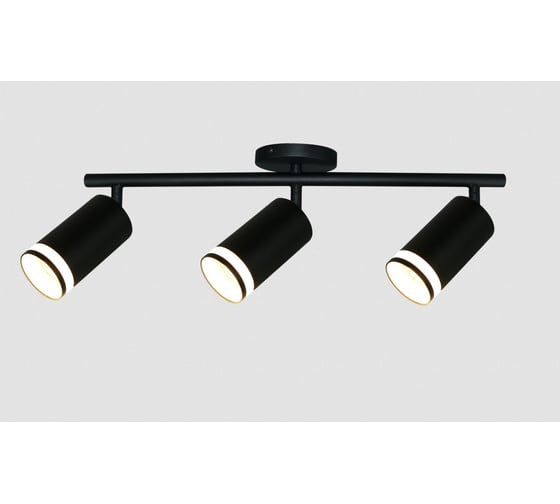 Изображение товара Светильник накладной truEnergy с матовыми кольцами поворотный под лампы 3xGU10 круг чёрный алюминий 21463