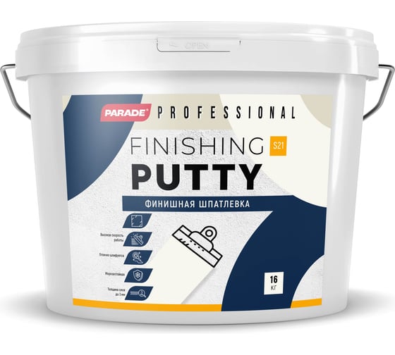 Изображение товара Шпатлевка акриловая PROFESSIONAL S21 финишная 16 кг Россия PARADE Лк-00011758