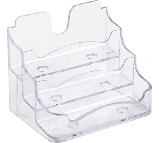 Изображение товара Подставка Стамм для визиток настольная 70 x 102 мм, 18 шт в упаковке, 3 отделения, прозрачная ВТ11