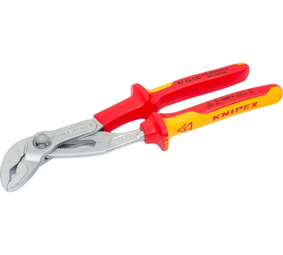 Изображение товара Переставные клещи Knipex Cobra, VDE, 50 мм (2"), 250 мм, хром, 2К ручки, KN-8726250SB