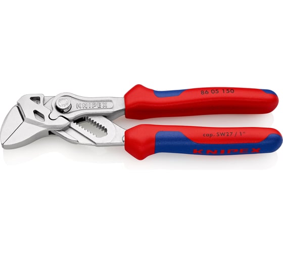 Изображение товара Переставные клещи-ключ Knipex 150 мм, 27 мм (1"), хром, 2К ручки, KN-8605150SB