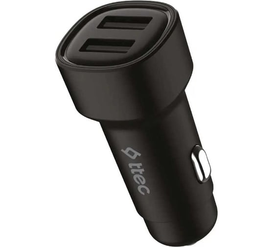 Изображение товара Автомобильное зарядное устройство USB-A c кабелями Lightning и USB-C, черный TTEC 2CKS31DS