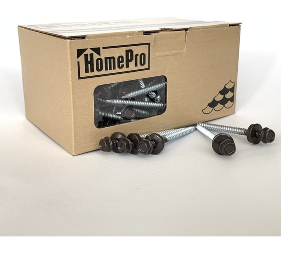 Изображение товара Саморез кровельный HomePro 4,8x70 RAL 8019 (100шт/уп) сверло №1 100 шт/уп HP-CK-48708019100