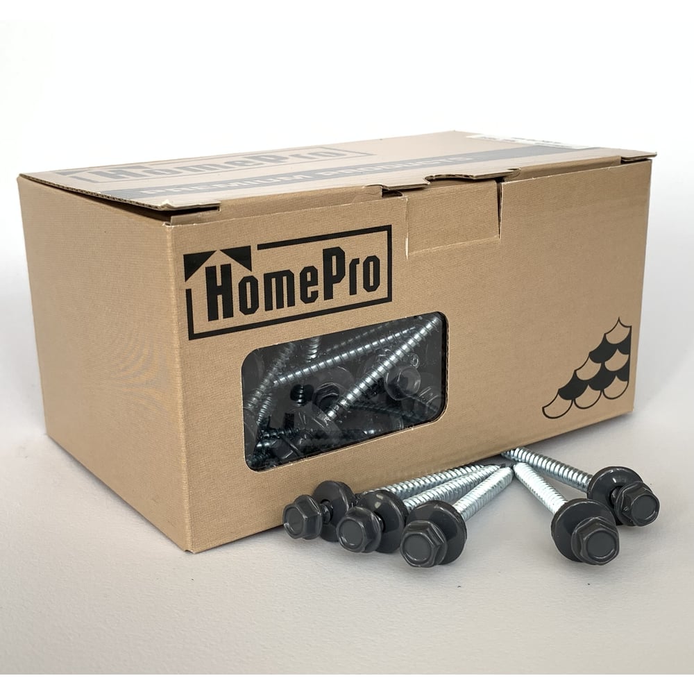 Изображение товара Саморез кровельный HomePro 4,8x70 RAL 7024 оцинкованный 100шт