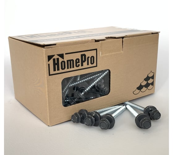 Изображение товара Саморез кровельный HomePro 4,8x70 RAL 7024 (100шт/уп) сверло №1 100 шт/уп HP-CK-48707024100