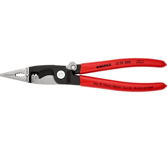 Изображение товара Электромонтажные клещи Knipex 6-в-1, 200 мм, защелка-"собачка", черные, 1К ручки, KN-1391200SB