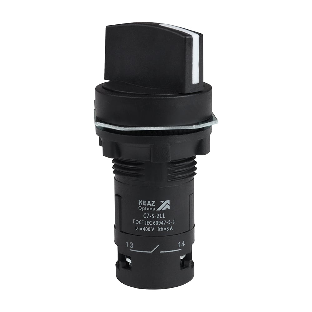 Изображение товара Переключатель 2 положения КЭАЗ OptiSignal Compact D22 C7-S-211 черный 1НО+1НЗ XB7ND25 10шт 362136
