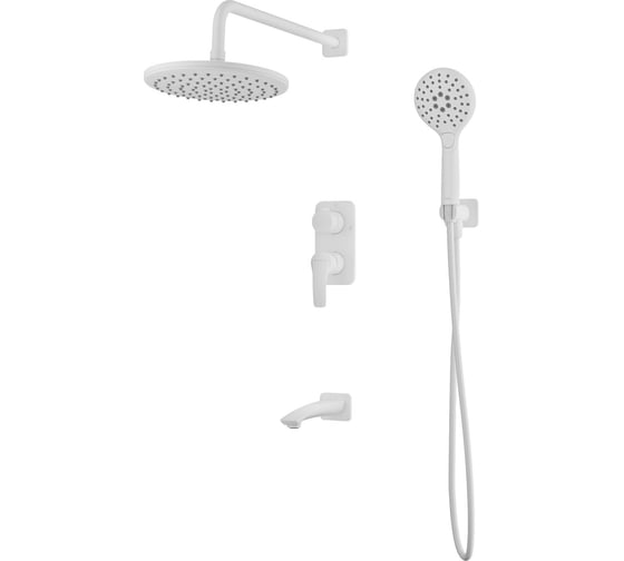 Изображение товара Душевая система с тропическим душем IDDIS ручным душем и изливом, белый матовый, Ray RAYWT03i68