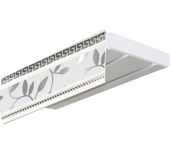 Изображение товара Двухрядный карниз Эскар ЭКОНОМ+ Антик в сборе инкрустация серебро 3.0 м 530430300