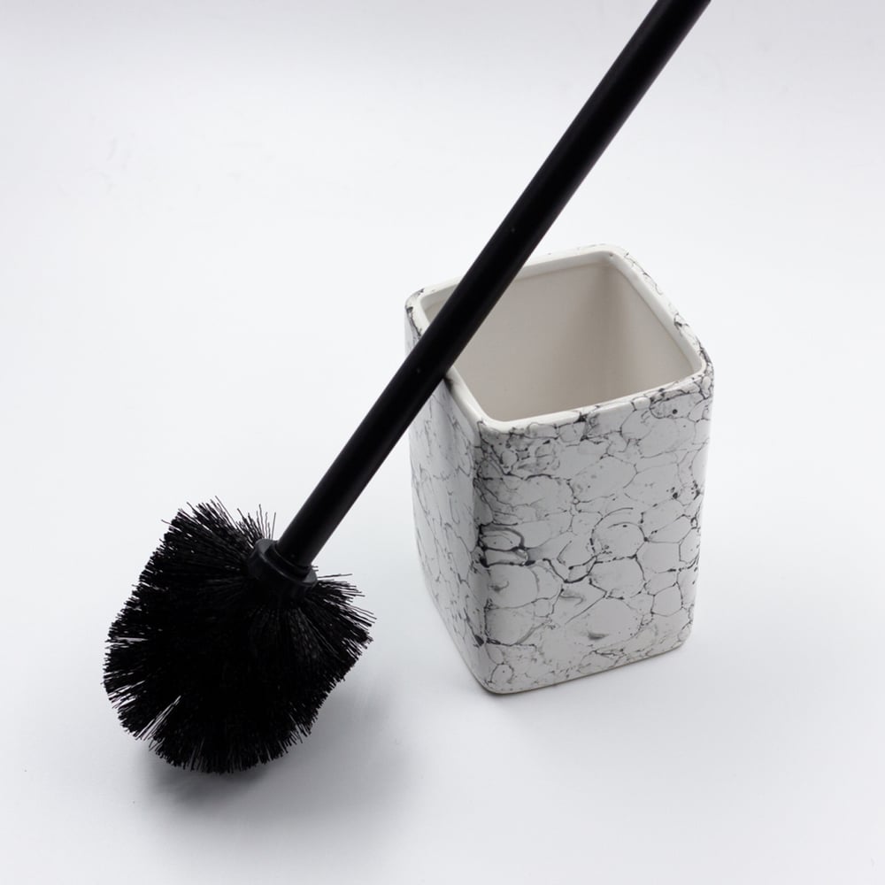 Изображение товара Керамический ершик для туалета белый мрамор Joy Home 13117