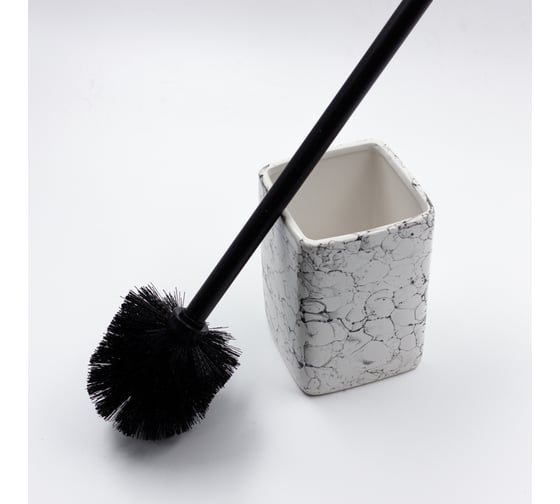 Изображение товара Керамический ершик для туалета белый мрамор Joy Home 13117